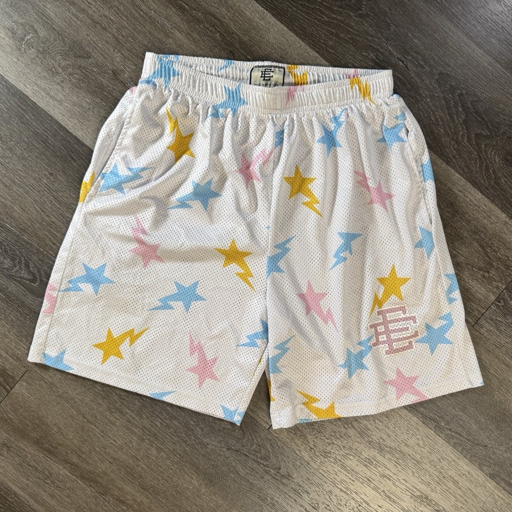 Eric Emmanuel EE Shorts, White/Stars, Size XL